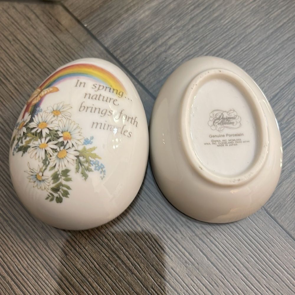 1980 Designers Collection Butterfly & Rainbow Design Egg-Shaped Trinket Box - Picture 6 of 16